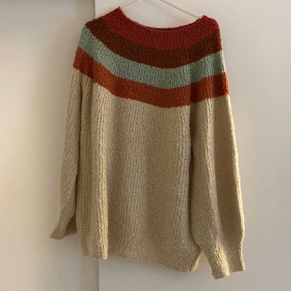 Sweater with stripe detail at the top